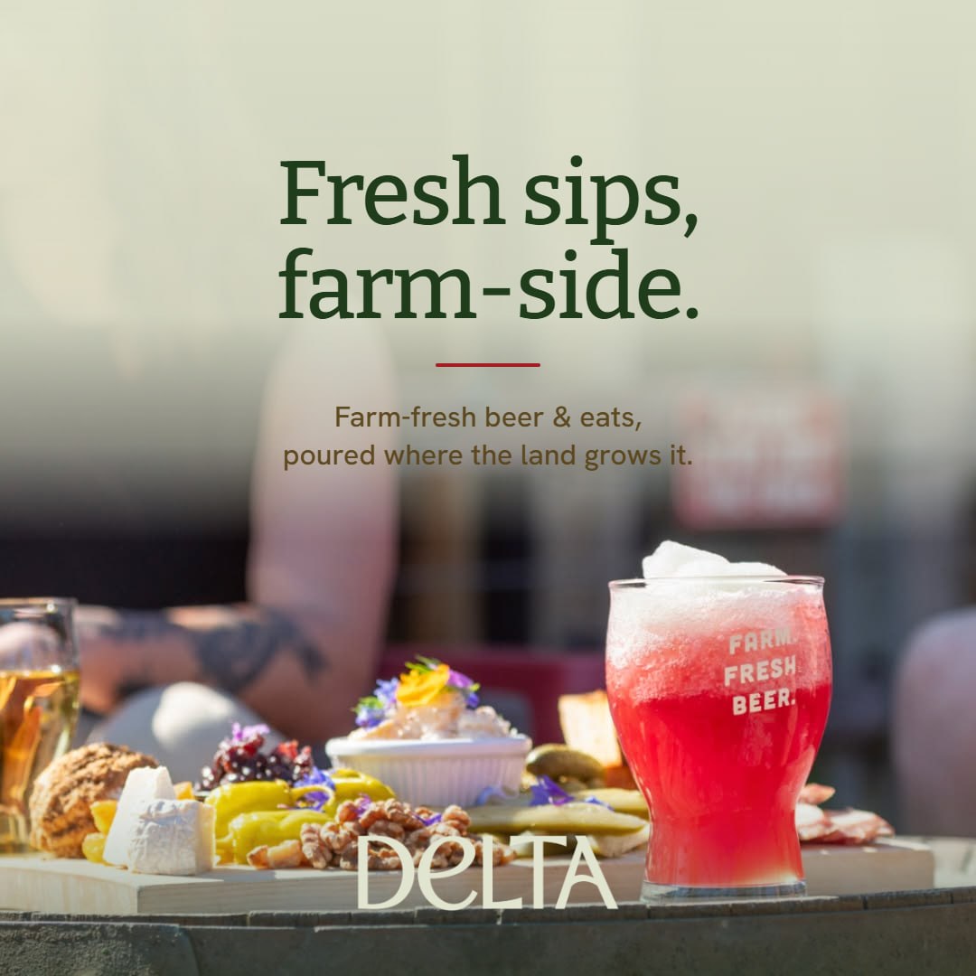 Fresh sips, farm-side — Tourism Delta social graphic