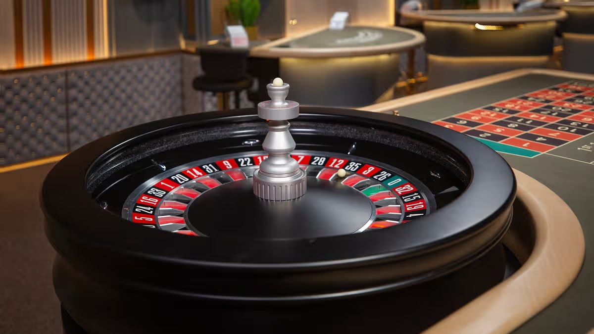 Roulette wheel in casino